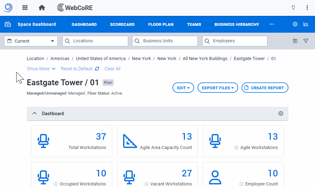 create reports from space dashboard